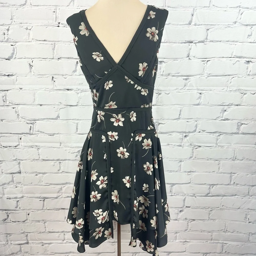 Zac Posen Womens Floral Chiffon Layered VNeck Dress Black Size 0 Sleeveless - Picture 2 of 15